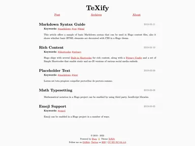 Hugo Theme Texify screenshot